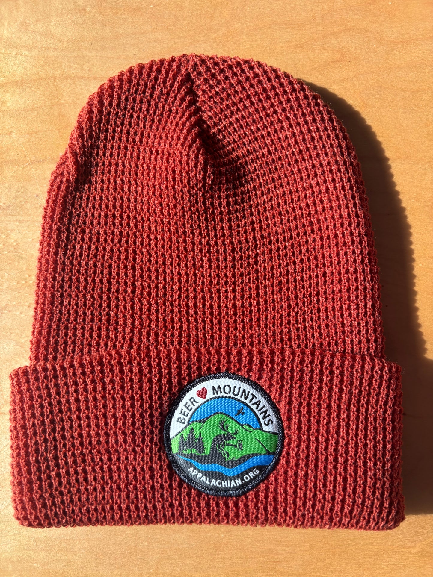 Waffle Knit Beanie - Beer 💚 Mountains